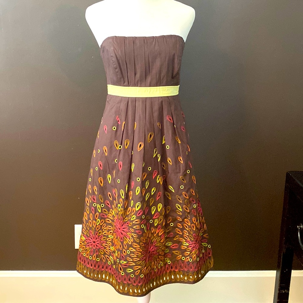 Tabitha embroidered strapless dress.